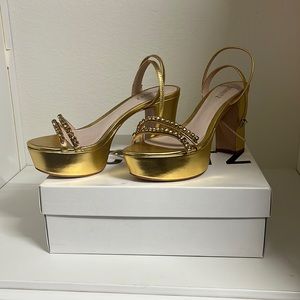 Gold Platform Wrap Ankle Shoe